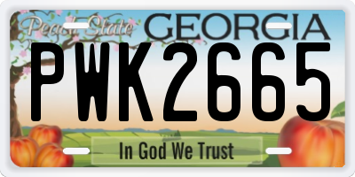 GA license plate PWK2665