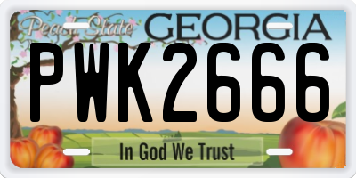 GA license plate PWK2666