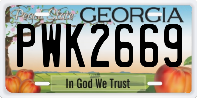 GA license plate PWK2669