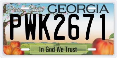 GA license plate PWK2671
