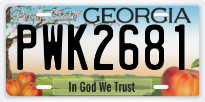 GA license plate PWK2681