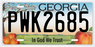 GA license plate PWK2685