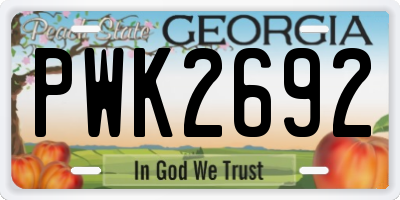 GA license plate PWK2692