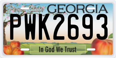 GA license plate PWK2693