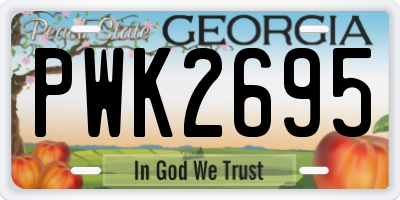 GA license plate PWK2695