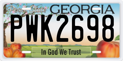 GA license plate PWK2698