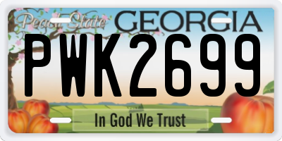 GA license plate PWK2699