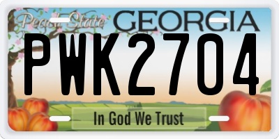 GA license plate PWK2704