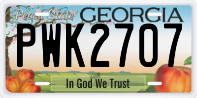 GA license plate PWK2707