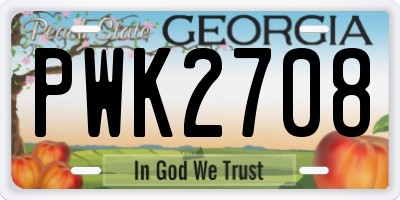 GA license plate PWK2708