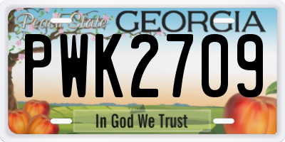 GA license plate PWK2709