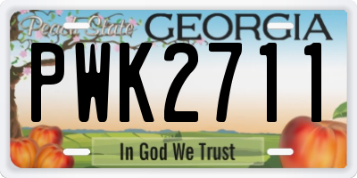 GA license plate PWK2711