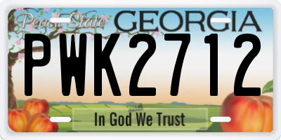 GA license plate PWK2712