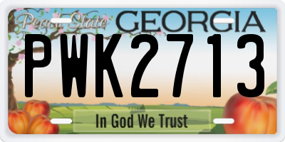 GA license plate PWK2713