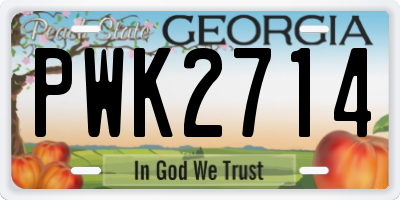 GA license plate PWK2714