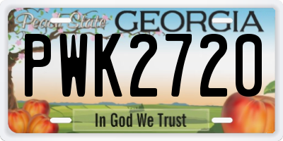 GA license plate PWK2720