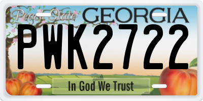 GA license plate PWK2722