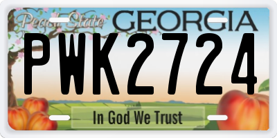 GA license plate PWK2724
