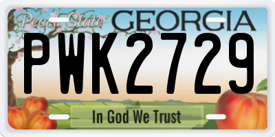 GA license plate PWK2729
