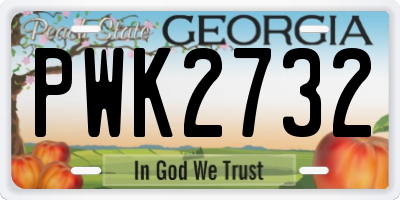GA license plate PWK2732