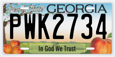 GA license plate PWK2734