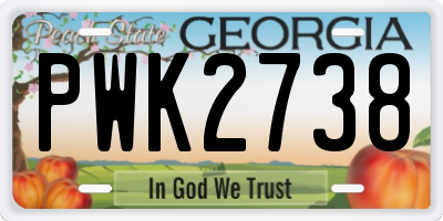 GA license plate PWK2738