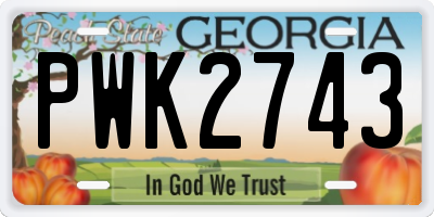 GA license plate PWK2743