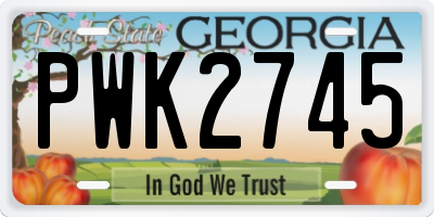 GA license plate PWK2745