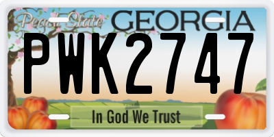 GA license plate PWK2747