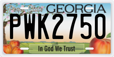 GA license plate PWK2750