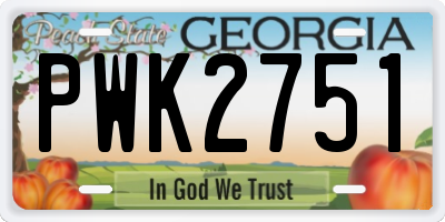 GA license plate PWK2751
