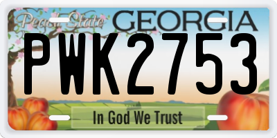 GA license plate PWK2753
