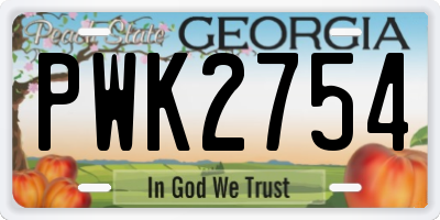 GA license plate PWK2754