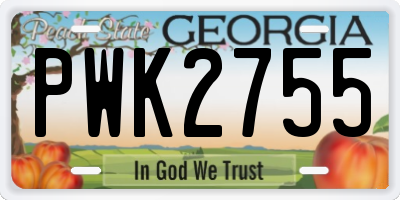 GA license plate PWK2755