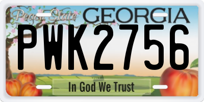 GA license plate PWK2756