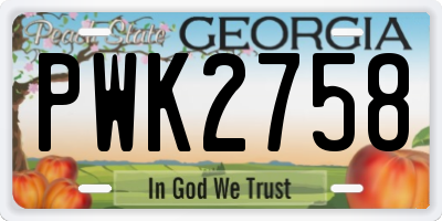 GA license plate PWK2758