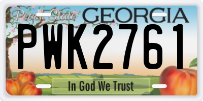 GA license plate PWK2761