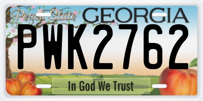 GA license plate PWK2762