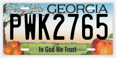 GA license plate PWK2765