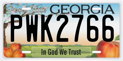 GA license plate PWK2766