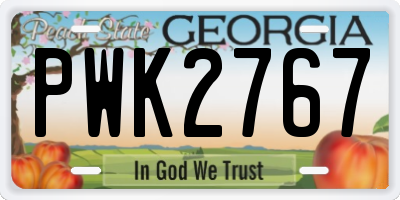 GA license plate PWK2767
