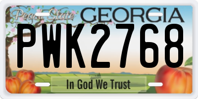 GA license plate PWK2768
