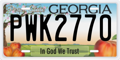 GA license plate PWK2770