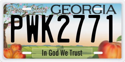 GA license plate PWK2771