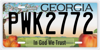 GA license plate PWK2772
