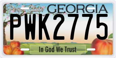 GA license plate PWK2775