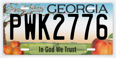 GA license plate PWK2776