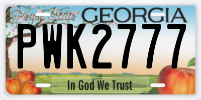 GA license plate PWK2777