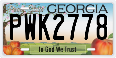 GA license plate PWK2778
