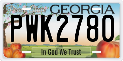 GA license plate PWK2780